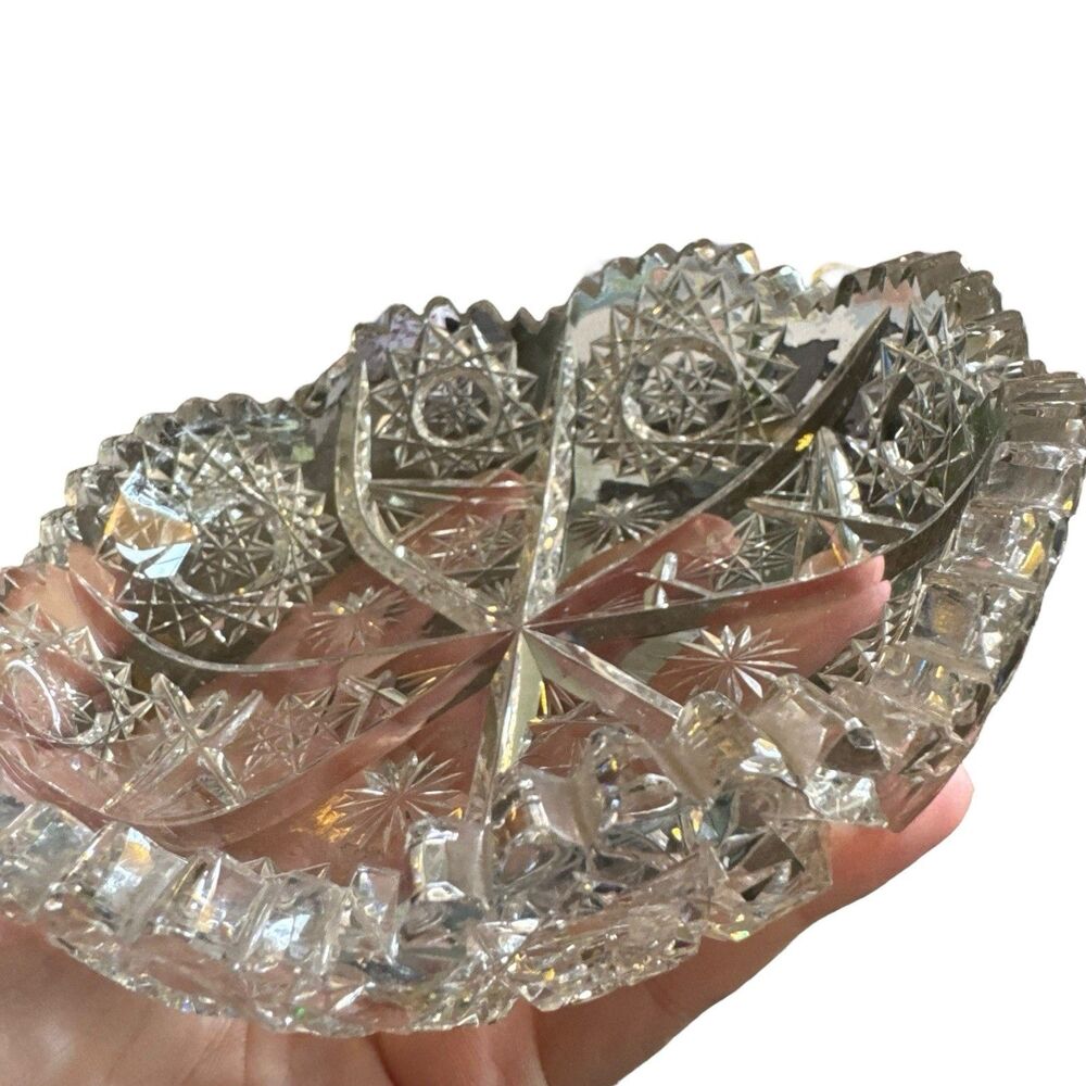 Antique ABP American Brilliant Cut glass round 6" bowl brunswick stars diamond - Picture 2 of 8